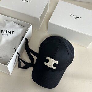 Celine Triomphe Womens Adjustable Baseball Cap Hat in black